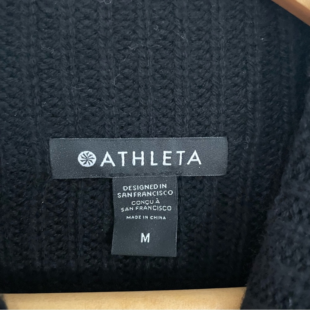 Athleta Black Merino Wool Cashmere Cowl Neck Split Front Sweater Oversized M - Picture 12 of 16